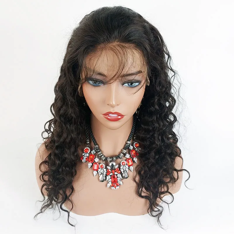 

100% Virgin Unprocessed Brazilian Hair Deep Wave Human Hair Full Lace Wig