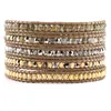 DP1329 Leather Multi Bead Agate Quintuple Wrap Bracelet , Bohemian Jewelry For Women