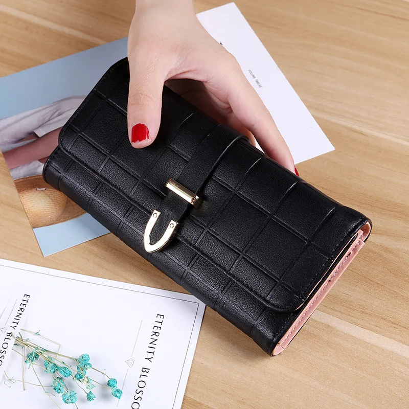 

Elegant Lady Woman Clutch lattice style Wallet Long Purse PU Leather Wallet wholesale