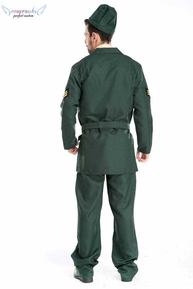 万圣节陆军绿色士兵制服 cosplay 伪装舞台表演