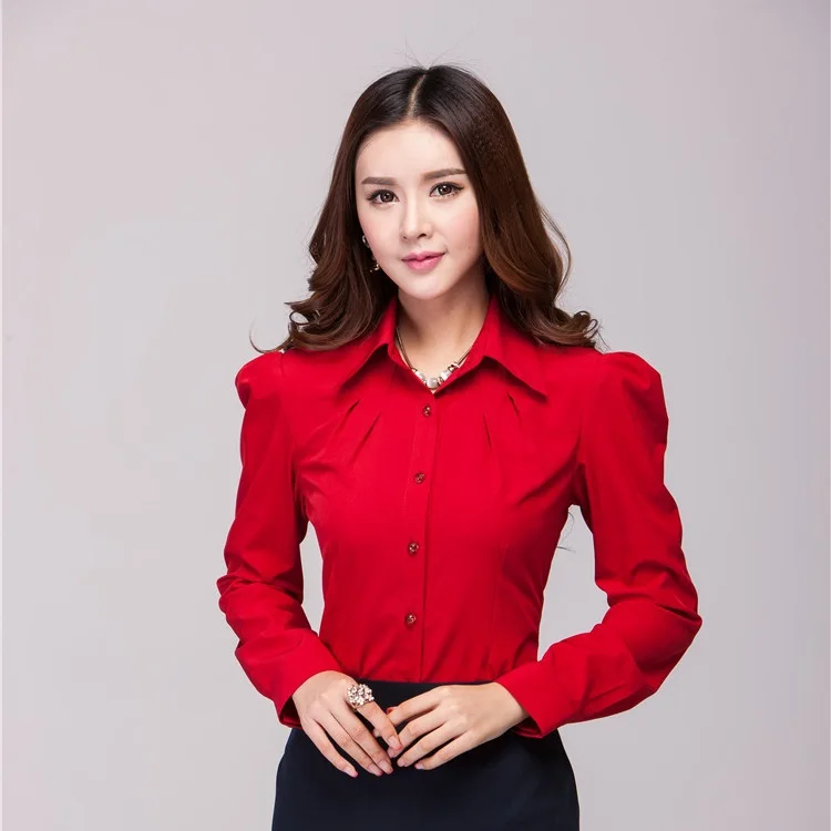 red formal shirt for ladies