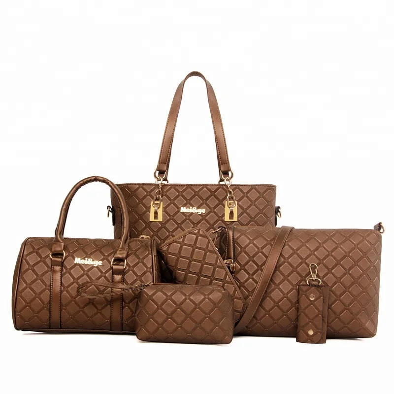 

New designer China high quality PU leather bags set women tote bags women handbags set for lady, Golden,black,blue,grey,red
