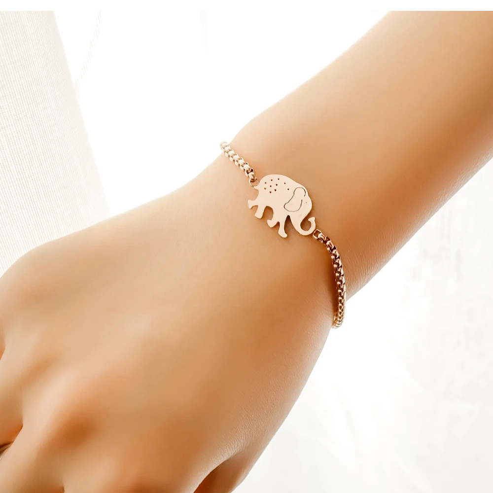 MICCI new arrivals slider jewelry designs stainless steel rose gold plated elephant bracelet