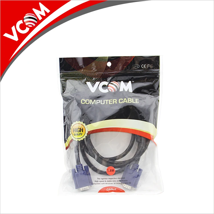 VCOM 1.5m 3m 5m 10m 20m 1080O VGA to VGA Monitor Cable 3+4 15Pin VGA Cable without Screws for PC HDTV Computer Project