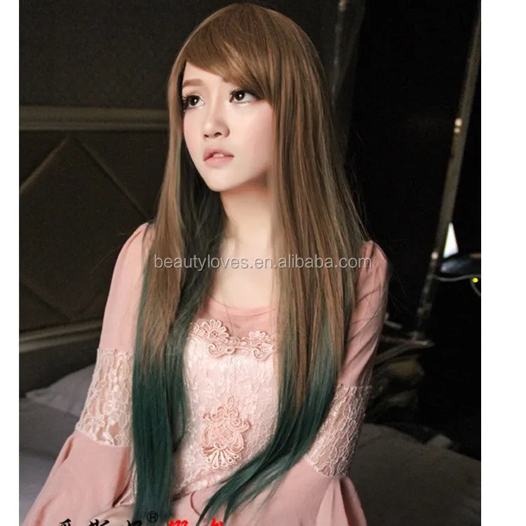 Wholesale Girl Long Straight Hair Mixed Color Wigs Factory Price
