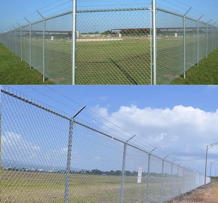 Gi Wire 60*60mm Opening Zinc Coated Chain Link Fence With Barbed Wire