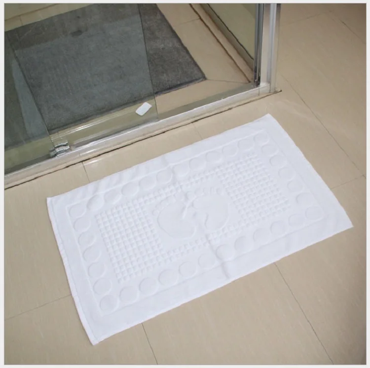 

21S Non slip 100%cotton hotel bath mat 350g, White or customized