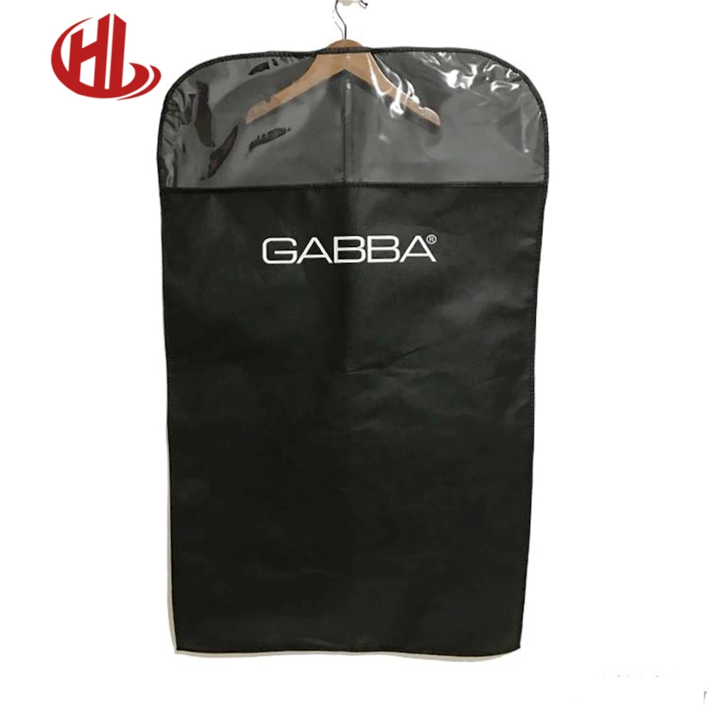 

Customized black zipper non woven fabric foldable PVC garment suit bag