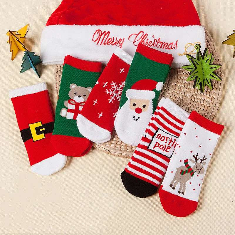 

Children's Christmas Stockings baby Christmas cartoon stockings terry socks children upset the baby Christmas stockings, As picture