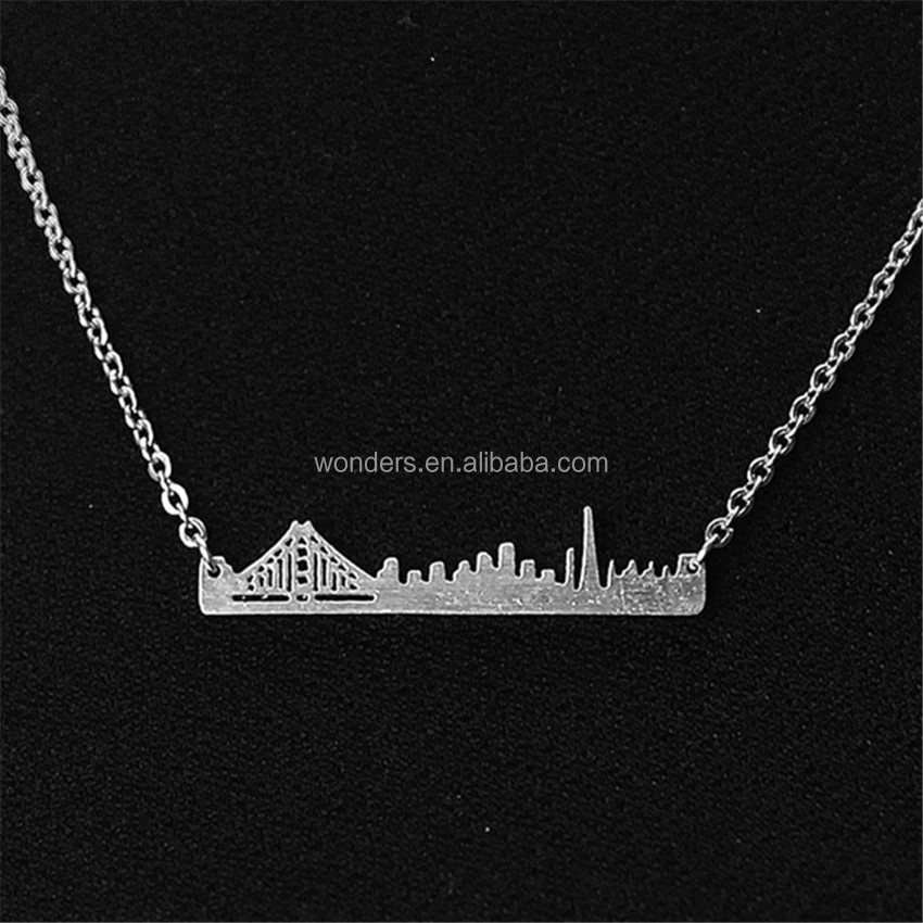 

Minimalist Geometric San Francisco Pendant Necklace Souvenirs Jewelry For Women