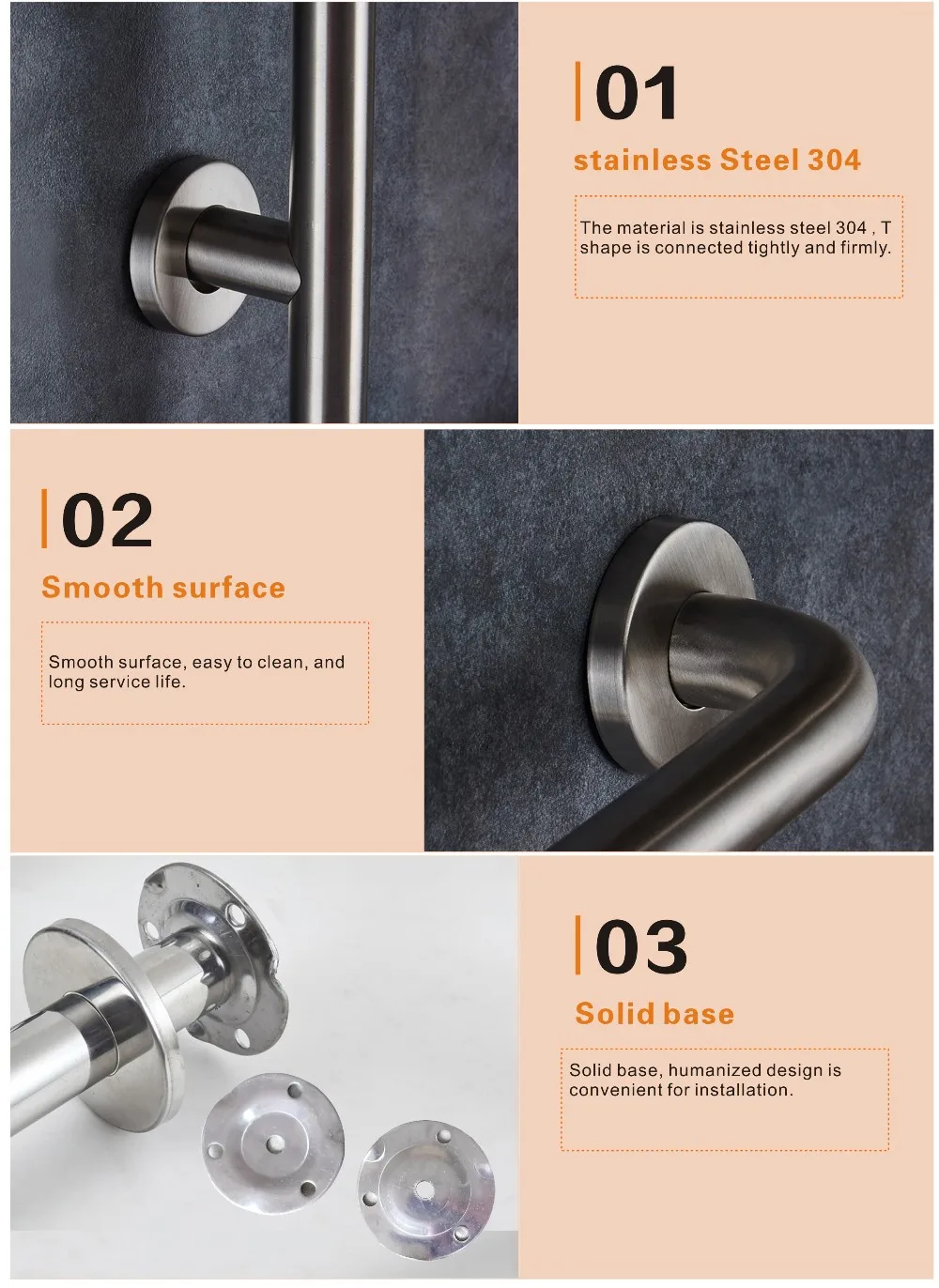 Barra De Seguridad Para Baño Con Forma De L,De Acero Inoxidable,Para