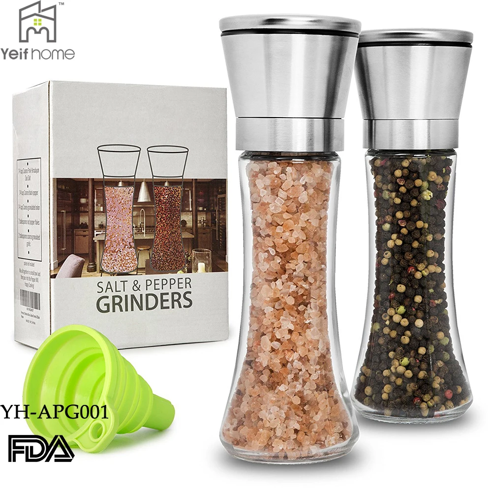 Clear Glass Pepper Grinder gravity salt /pepper mill