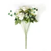 hot 11 fork holding Bridal Plastic Flowers Home Garden Party Decoration wholesale Artificial simulation Wedding rose bouquet