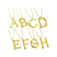 

Matte Gold Tone Statement Bamboo Alphabet A-Z Pendant Necklace 18K Real Gold Plated Letter Z Initial Alphabet Necklace