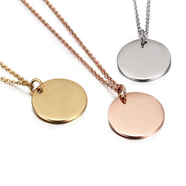 

Stainless Steel Jewelry Girls 3 Disc Round Pendant Gold Coin Necklace, As pictures