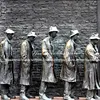 Unique Street Queuing Men Bronze Crowd Statue