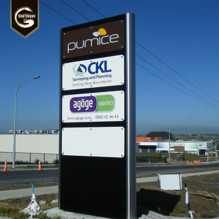 Outdoor large freestanding aluminium illuminated led pylon sign advertising illuminate pylon sign