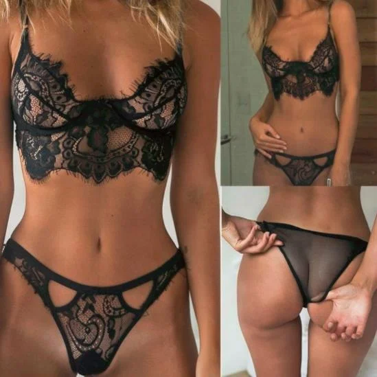 

Lace Bra Set Bralette Sexy lingerie Bikini See Through Sexy Triangle Bra Wireless Brassiere Suit Fashion Intimate Underwear