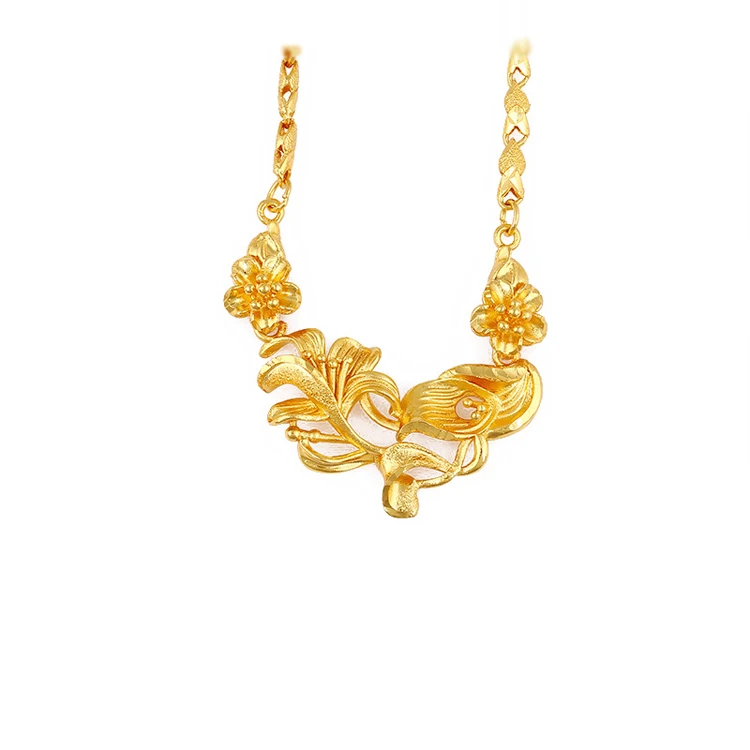 

Xuping dubai gold 24K extravagant female style flowers necklace for women
