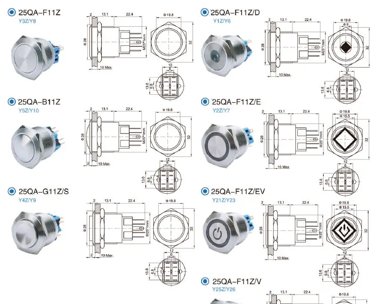 Sealed Vandal Resistant Switch with Metal Dome Push Button
