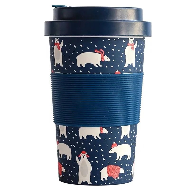 

Reusable Raw Bamboo Fibre Fabric Coffee Cup Screw Lid, Customized color