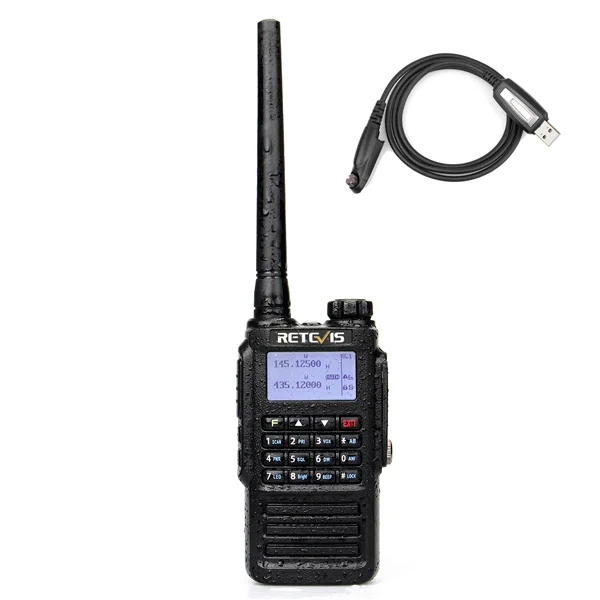 

Retevis RT87 IP67 Waterproof Scrambler VOX DTMF MSK Tone Walkie talkie Dual Band UHF/VHF Ham Two Way Radio+Programming Cable