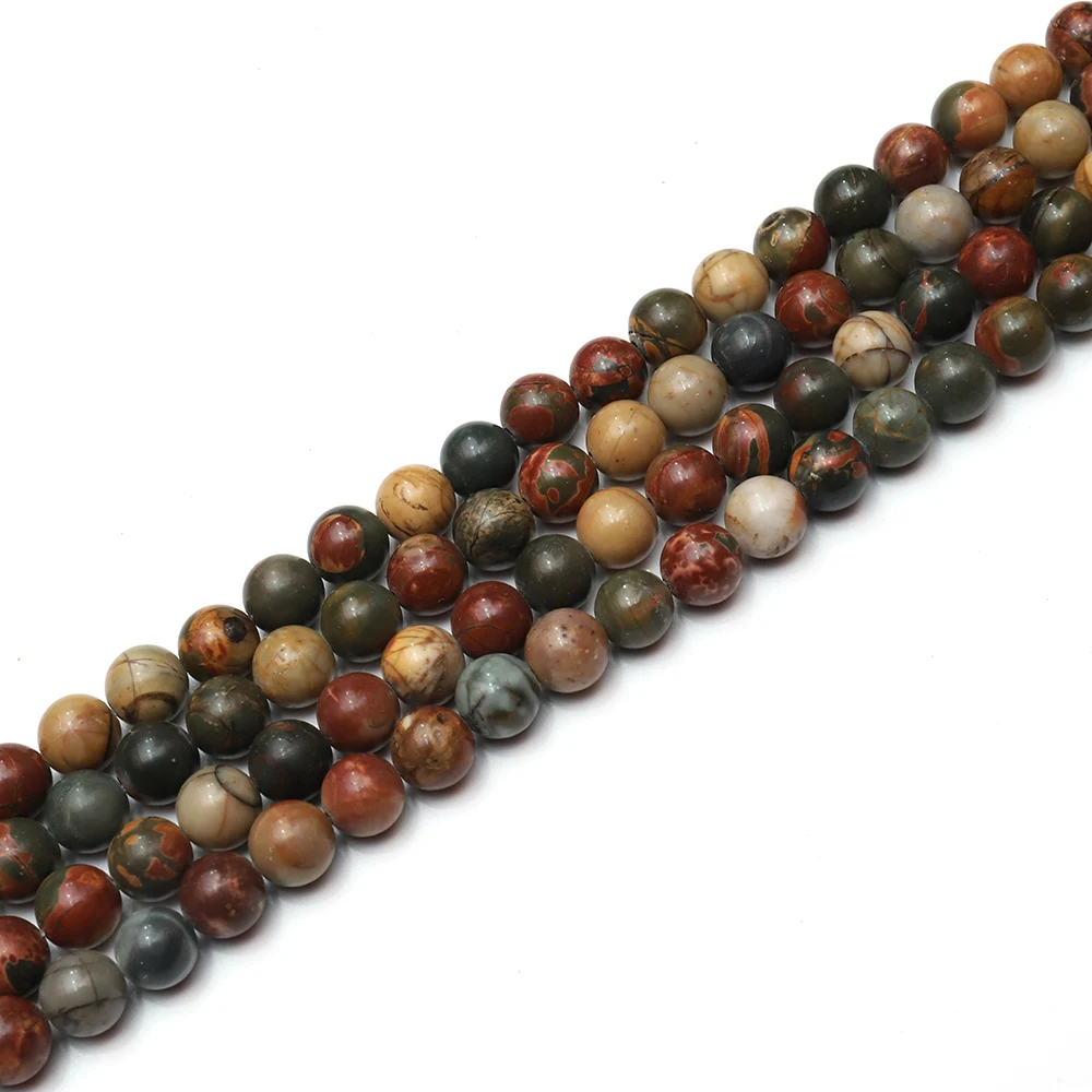 

Size 4mm to 12mm 15.5'' Long Semi-Precious Stone Beads Smooth Round Loose Beads Picasso Jasper, N/a