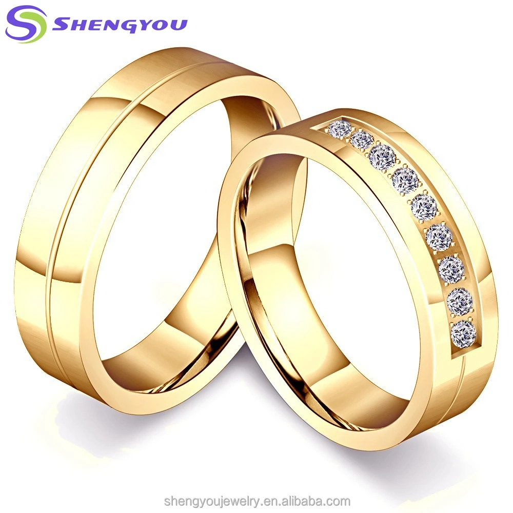 

Christmas Gift Gold Plated 316L Stainless Steel Wedding Diamond Ring for your Girls, Silver/gold