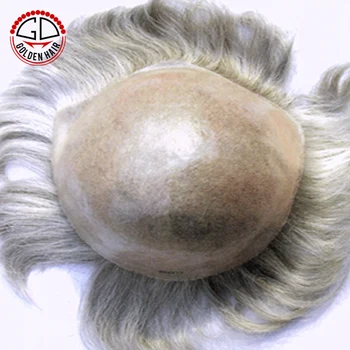 Golden Hair Gray Color Natural Toupee For Black Men Buy Natural Toupee Toupees For Black Men High Quality Black Mens Toupee Product On Alibaba Com