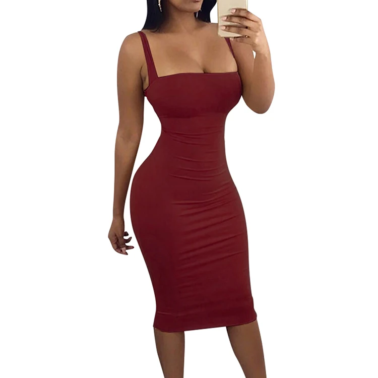 

Hot Night Club Bandage Backless Square Neck Tight Bodycon Dress Women