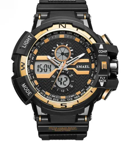 SMAEL 1376B Men Watch Waterproof LED Watches Dual Display Digital Fashion Sports Multi Function Watch