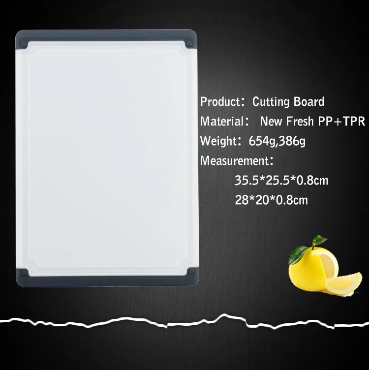 Thickened PP and TPR Plastic 2pcs Set Cutting Board