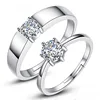 Hot Sale Couple Diamond Adjustable S925 Silver Wedding Ring Jewelry