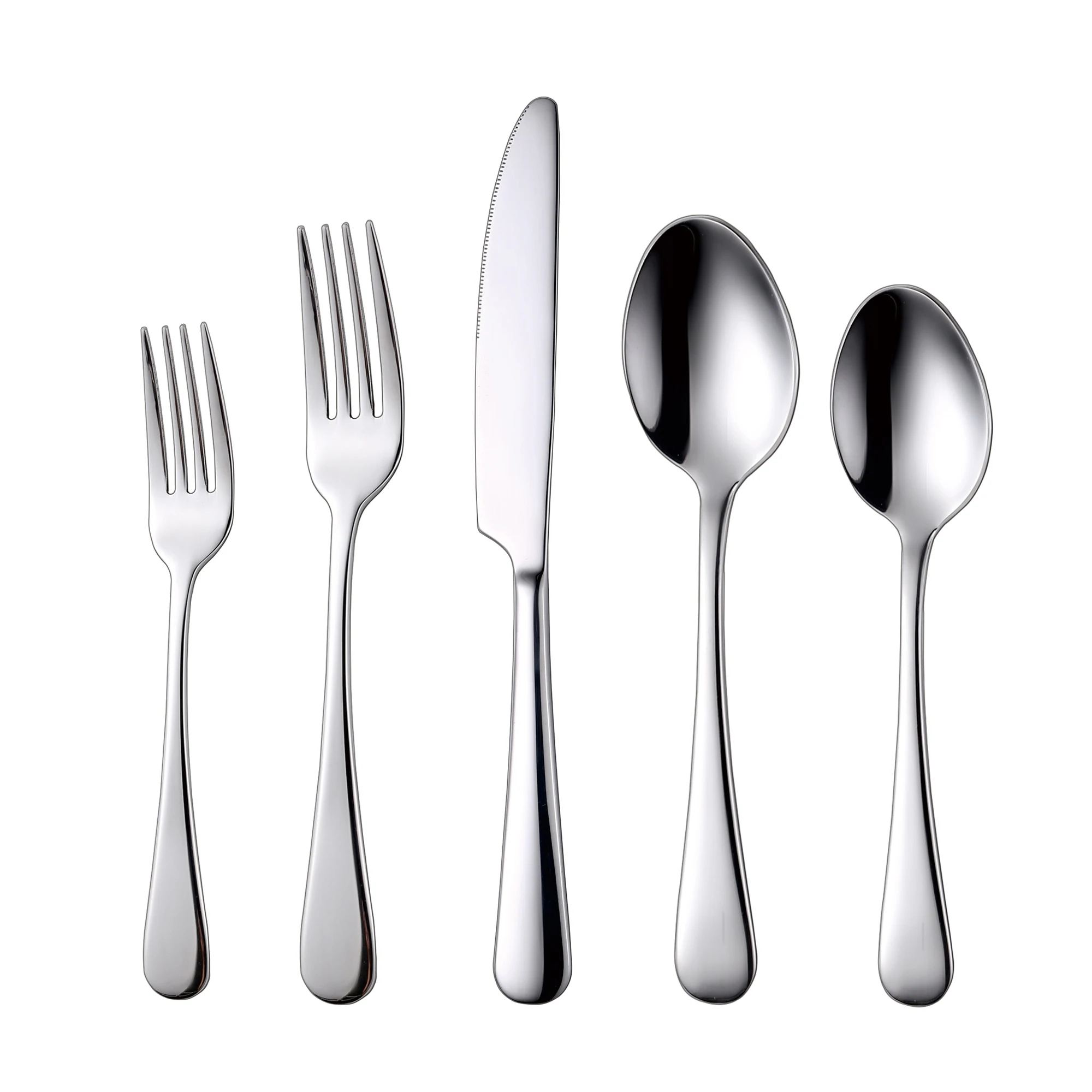 

Ready to ship high quality food grade mirror sivle tablerware 304 stainless steel stolne polish flatware set 18/10 cutlery set, Silver