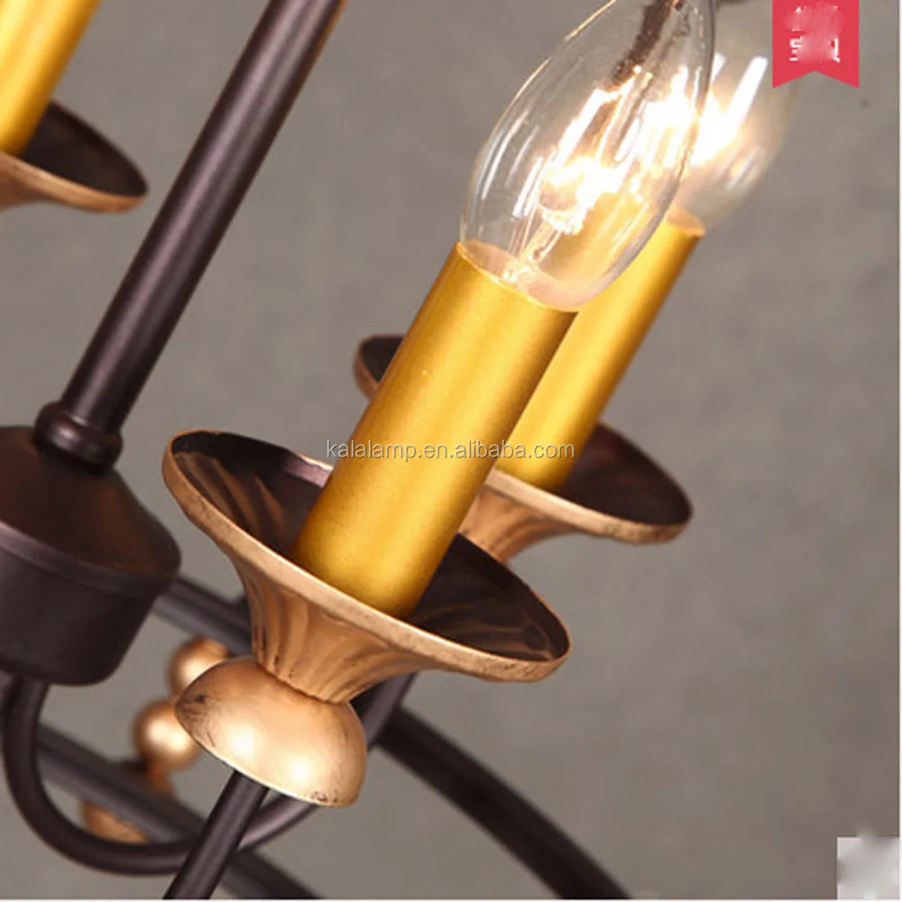 Interieur vintage koperen licht e14 * 6 lampenvoet hanglamp ...