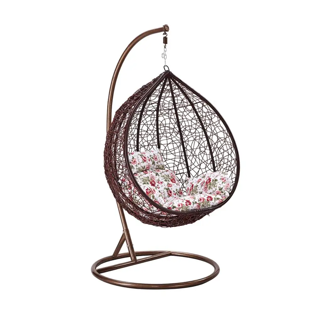 
Outdoor Patio PE Rattan Swing Chair With Metal Frame Cheap Egg shaped Hanging Chair 