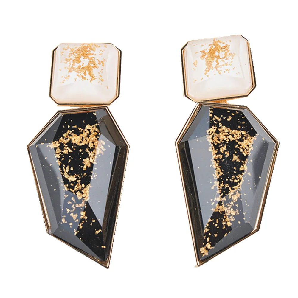 

2019 New Coming Geometric Hoop Earrings Female Resin Acrylic Earrings Colorful Polygon Earrings, As picture