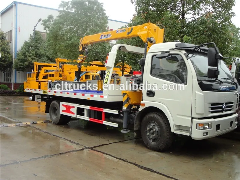 4 Ton Crane Mounted Recovery Truck For Sale,Dongfeng 5 Tons Flatbed Road Wrecker Towing Trucks