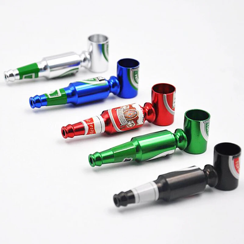 

Manufacture New Arrival Beer Smoke Metal Pipes Portable Creative Smoking Pipe Herb Tobacco Pipes for Sale, Mix colors