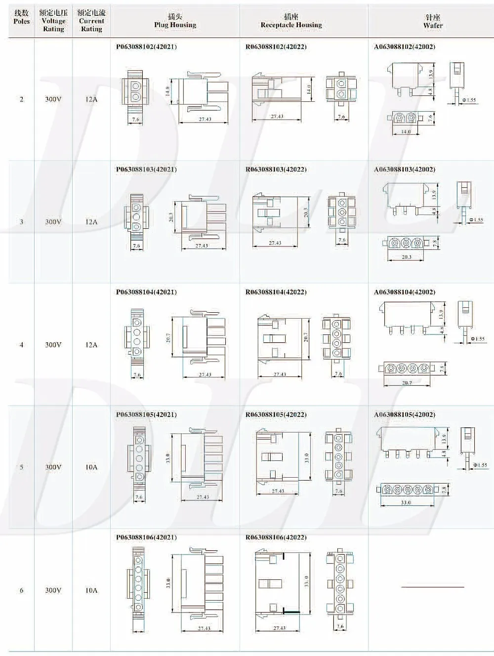 замінити крок 6,3 мм 42002-9A 42002-9C 42002-12A 42002-12C 42002-15A 42002-15C однорядний роз'єм