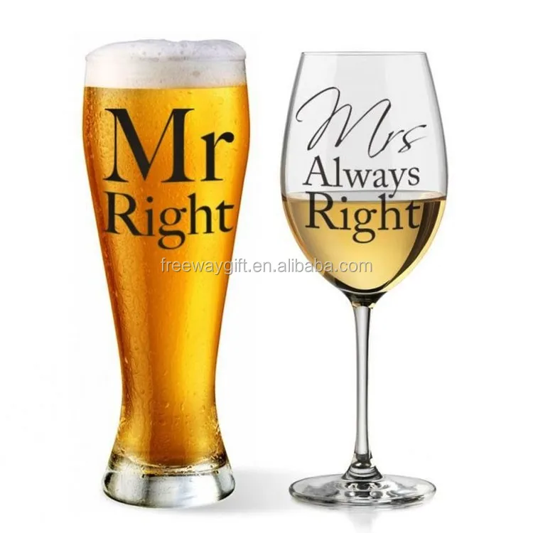 mr right mrs always right wine glasses