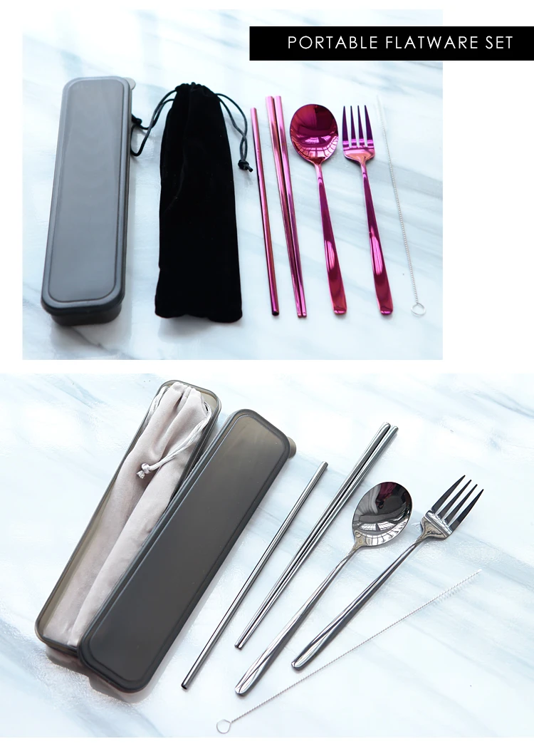 Stainless Steel Portable Travel Cutlery Set In Case And Pouch Buy