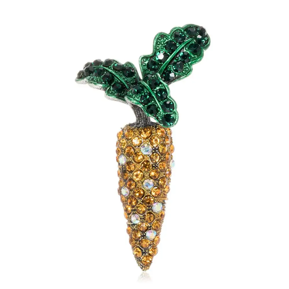 

Wholesale For Women Girl Gift Jewelry Rhinestone Crystal Metal Vegetables Carrot Brooches And Brooch Pin For Dresses
