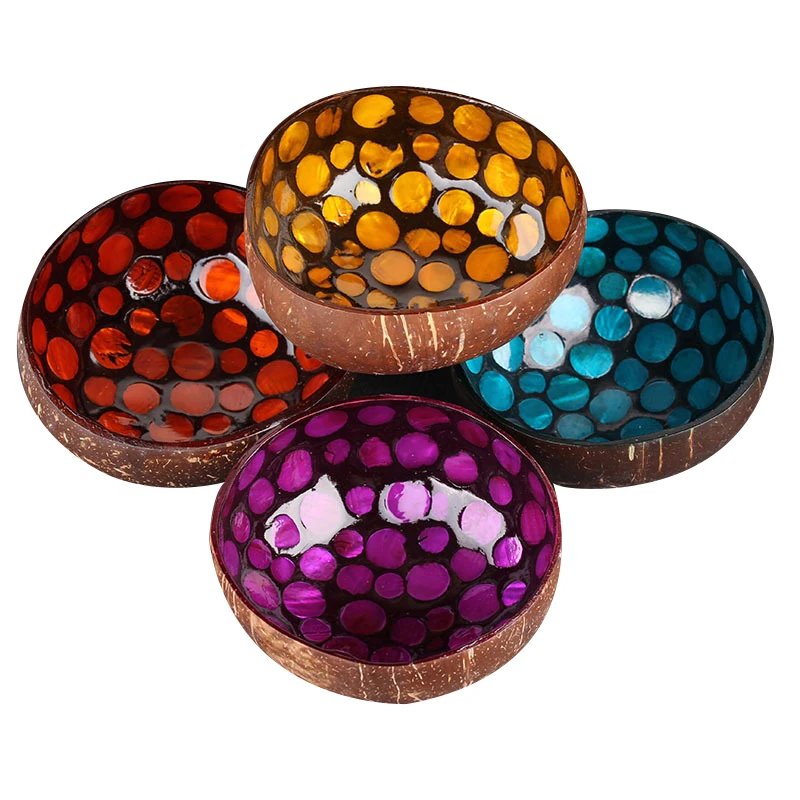Natural Coconut Shell Home Decoration Food Container Jewelry Storage Bowl New 