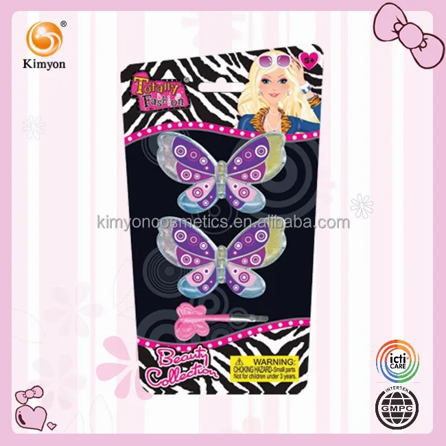 
girls party cosmetic toys 2pcs butterfly shape lip gloss makeup kits 