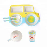 

Wholesale High Quality Bamboo Fiber Car Shape Kids Children Dinnerware Sets A005