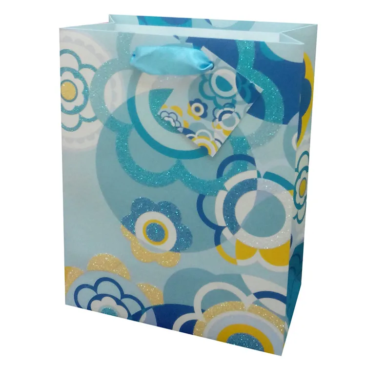 Wholesale Embossing Recycled Double Handle Durable Folding Paper Carrier Bags