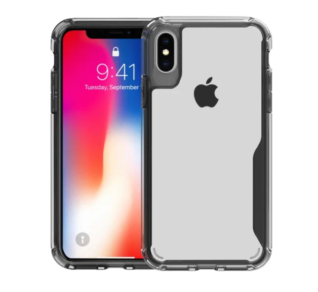 

luxury acrylic back cover + tpu bumper clear case cover for iPhone 9 case