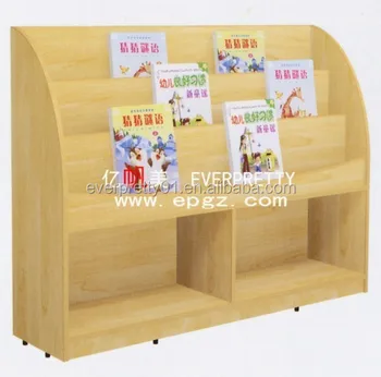 Wooden Library Bookshelf Kindergarten Classroom School Furniture