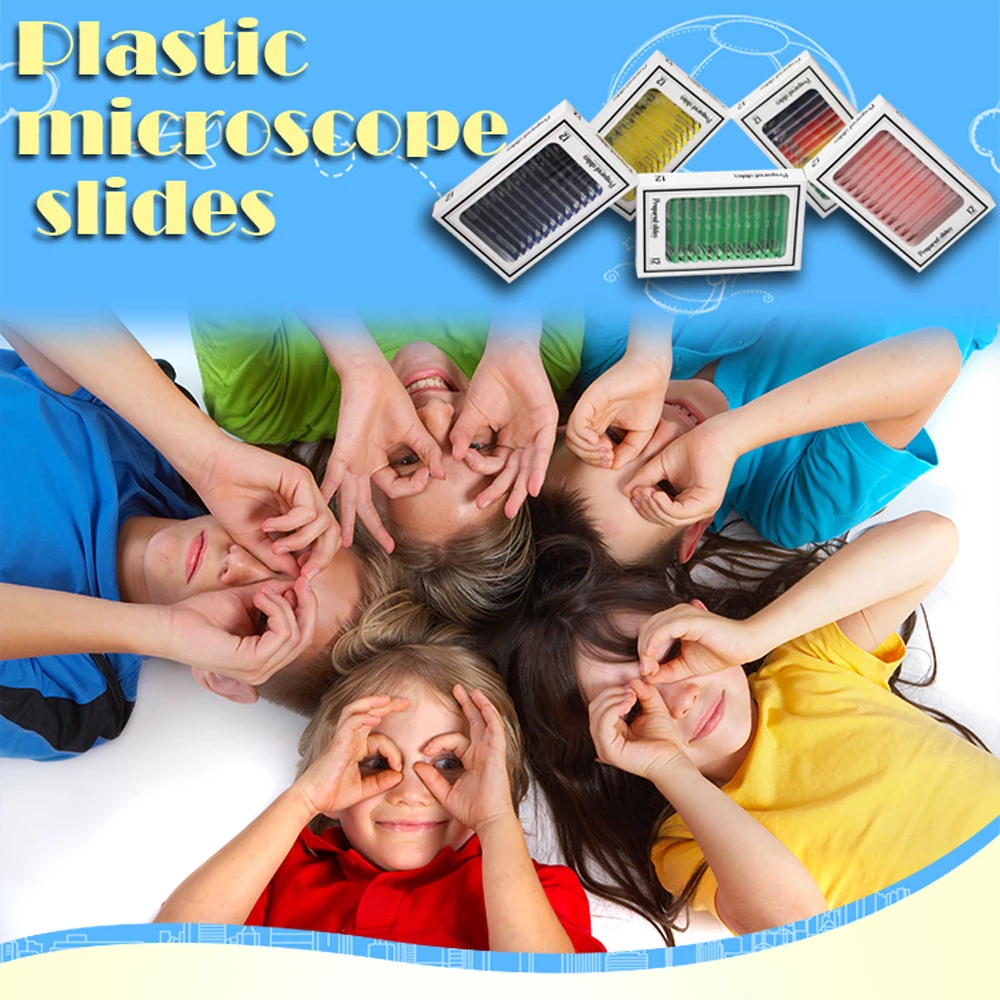 2 As a gift for children 4 sets plastic microscope slides set